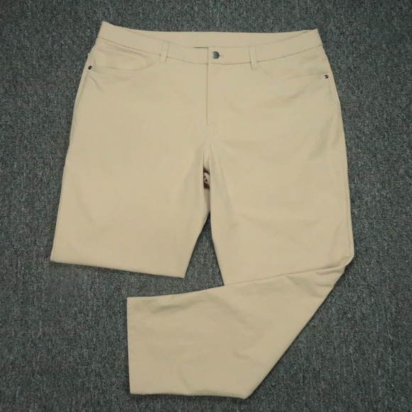 Lululemon Pants Men 38x30 Khaki Tan ABC Classic Fit Warpstreme 5 Pocket Trouser